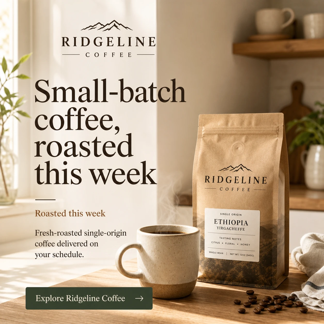 AI-generated on-brand ad — square post